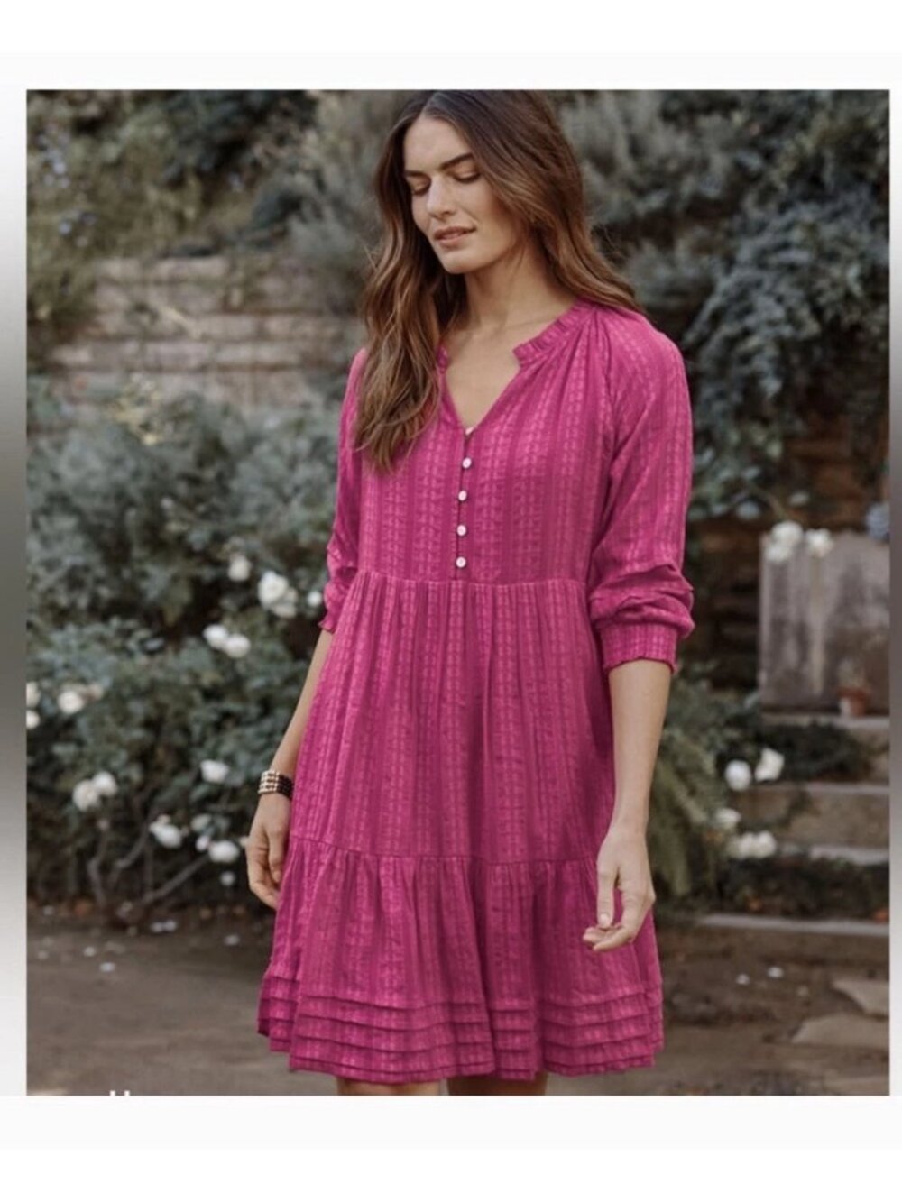 J. Jill Pink Tiered Midi‎ Dress 2X